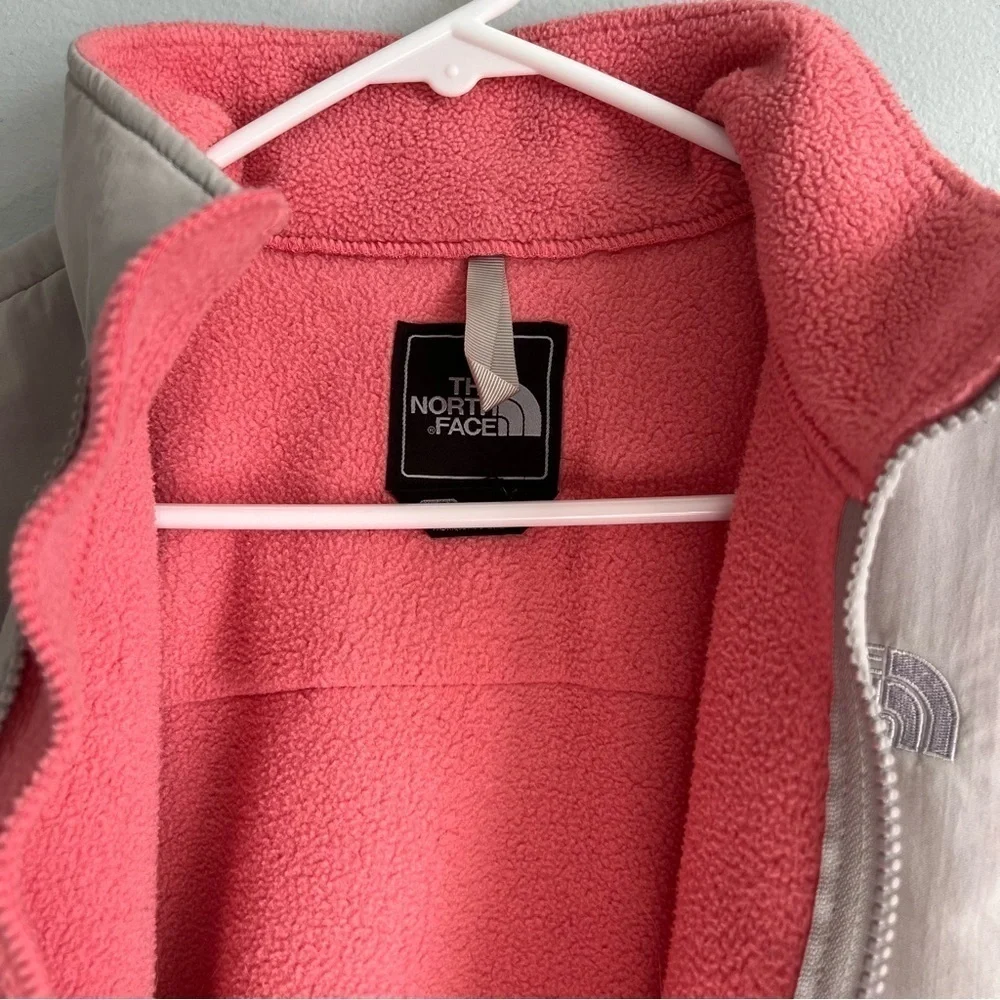 The North Face Zip Front Fleece Jacket Tea Rose Pink/Coral & Gray Girls' Size XL